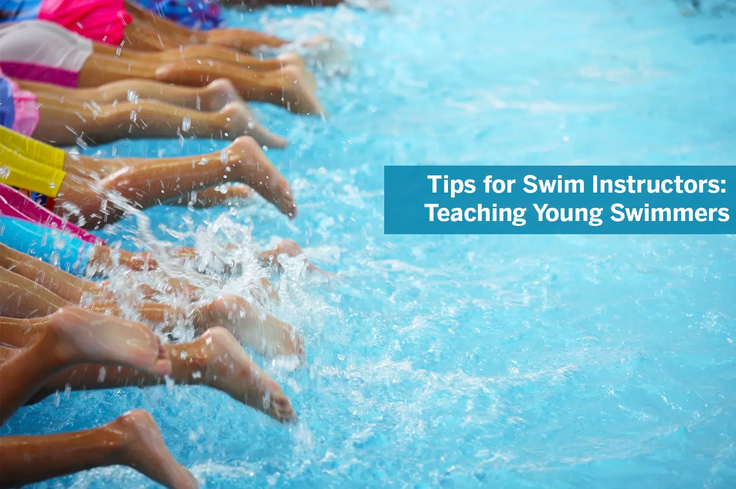 Anonymous children kicking in a pool, as instructed to by their swim instructors.